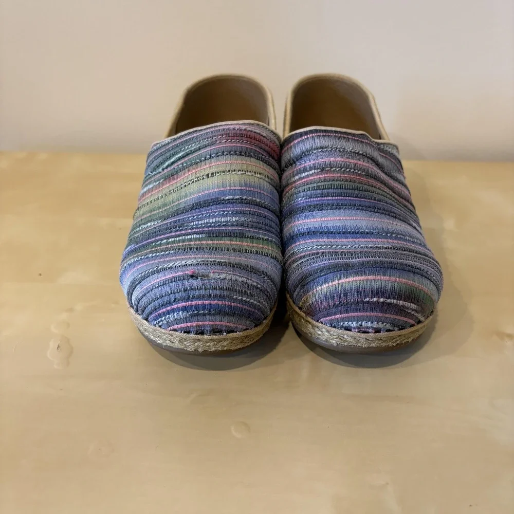 Dansko‎ Shoes Womens Size 39 Multicolor Striped Espadrille Wedge Slip On Comfort